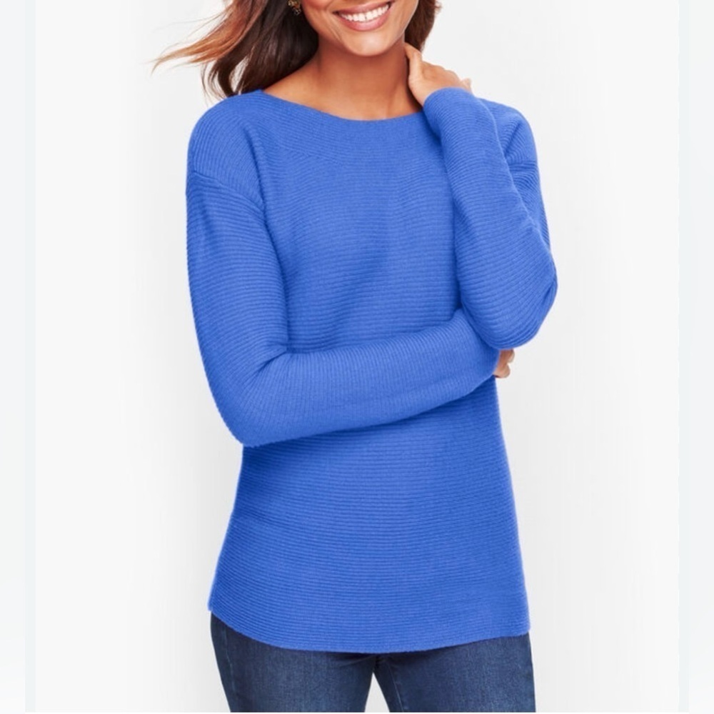 Talbots Petite HORIZONTAL SHAKER STITCH SWEATER Lambswool Size Sp